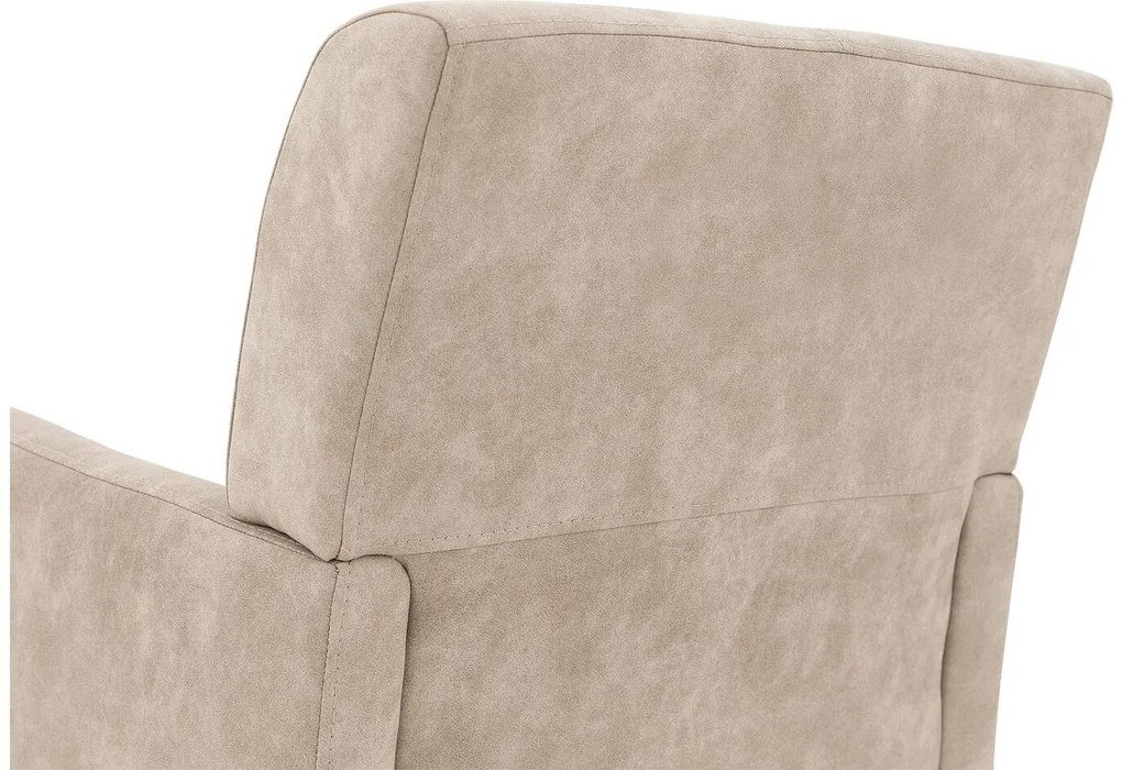 Goossens Eetkamerstoel Alex beige microvezel met armleuning en met wielen, stijlvol landelijk
