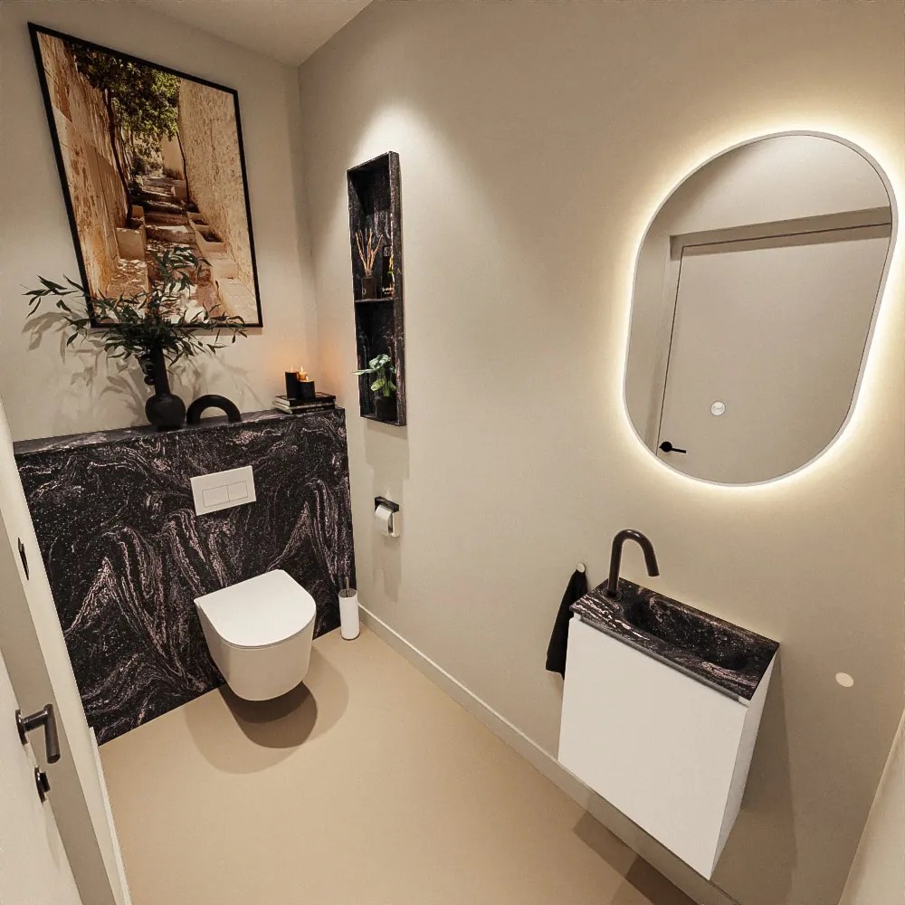 Mondiaz Ture DLux toiletmeubel 40cm talc met wastafel lava rechts met kraangat