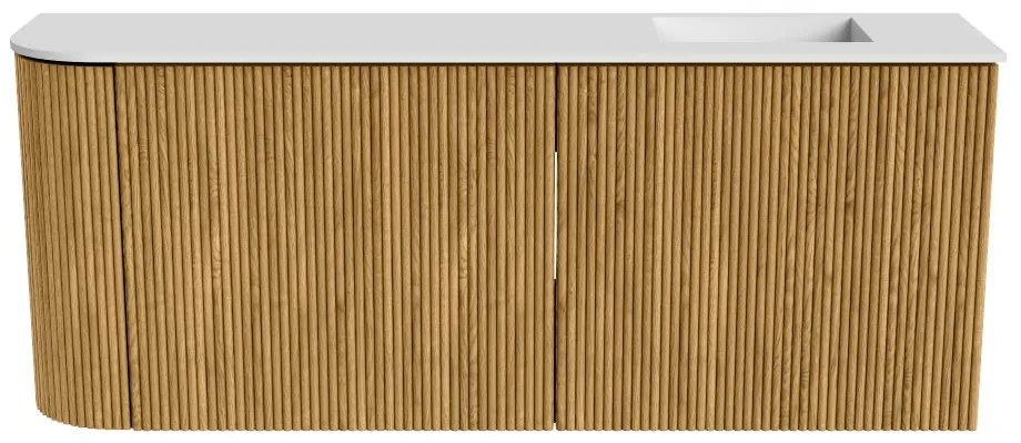 Mondiaz Joya 100cm toiletmeubel ronding links oak met wastafel faye rechts 1 kraangat talc
