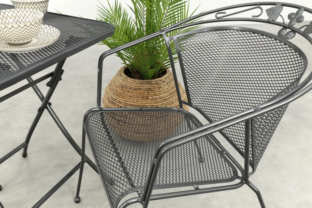 Elegance stapelbare balkonset 3-delig strekmetaal 60x60 cm. - Antraciet