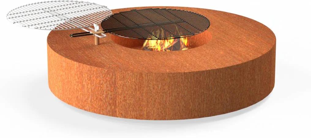 Forno vuurtafel Cortenstaal incl. BBQ rooster
