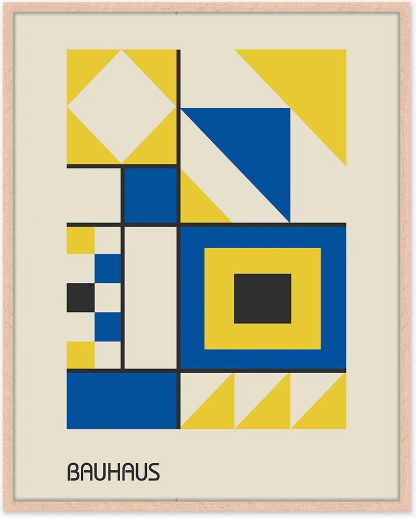 Ingelijste digitale print Yellow & Blue Bauhaus