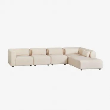 Fogler 5-delige Modulaire Bank Met Chaise Longue Rechts Corduroy Beige – Linnen - Sklum