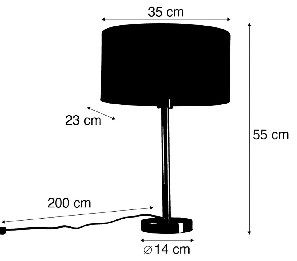 Tafellamp messing met ovale velours kap blad Design 35cm - Simplo Modern, Klassiek / Antiek E27 rond Binnenverlichting Lamp