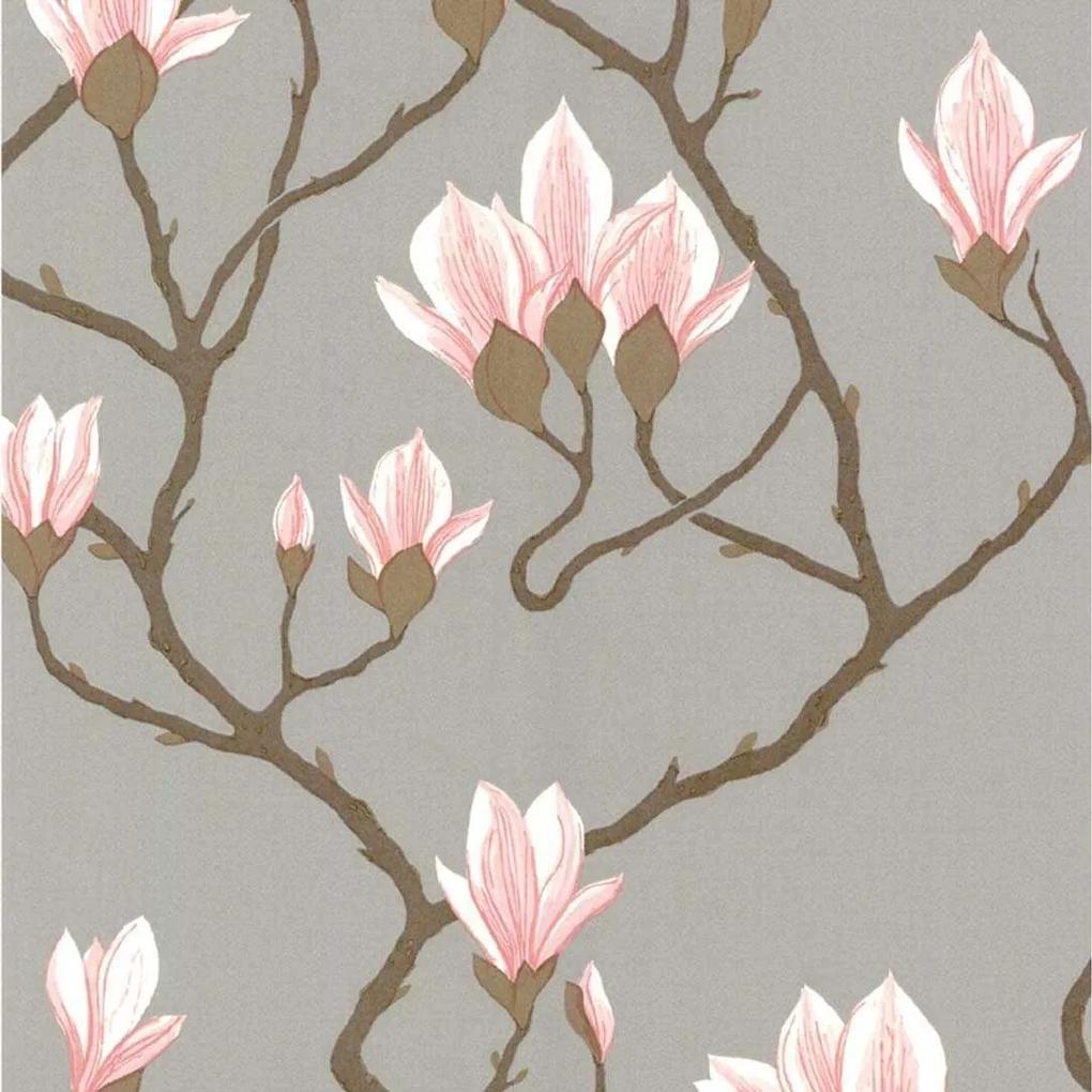 Cole & Son Magnolia behang grey lustre