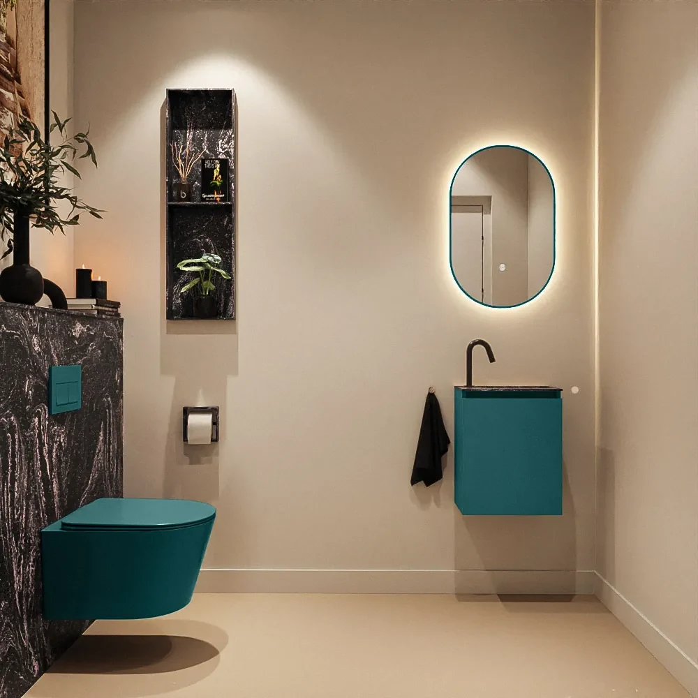 Mondiaz Ture DLux toiletmeubel 40cm smag met wastafel lava rechts met kraangat