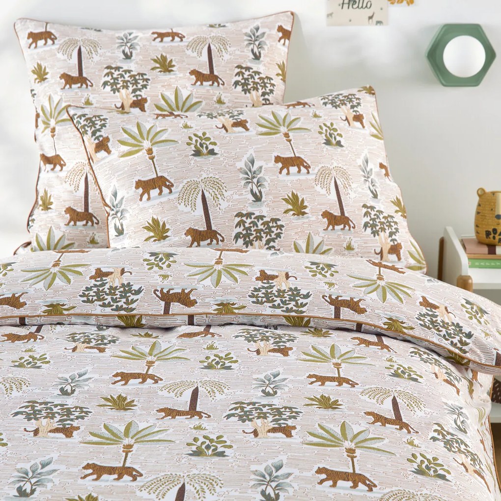 Kinderdekbedovertrek, gewassen katoen, jungleprint, WILA