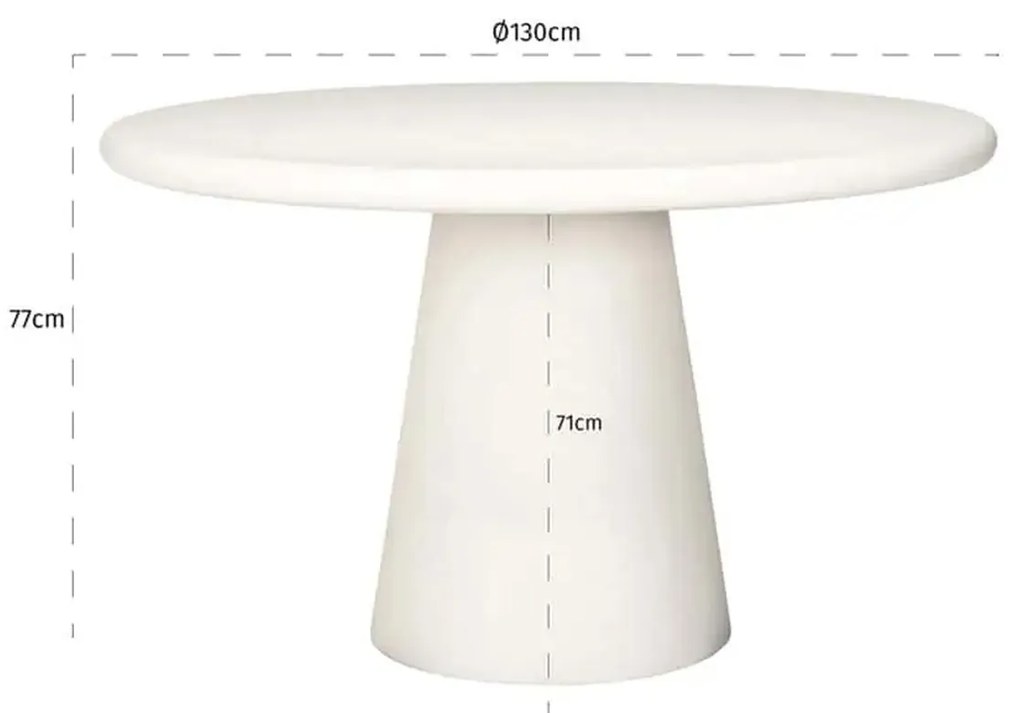 Richmond Interiors Bloomstone Ronde Eettafel Wit Beton - 130 X 130cm.