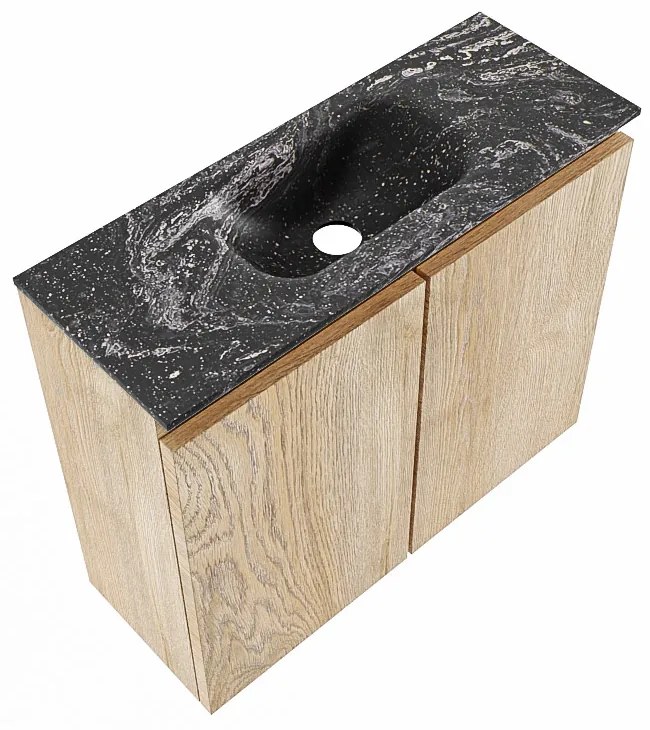 Mondiaz Ture DLux toiletmeubel 60cm washed oak met wastafel lava midden met kraangat