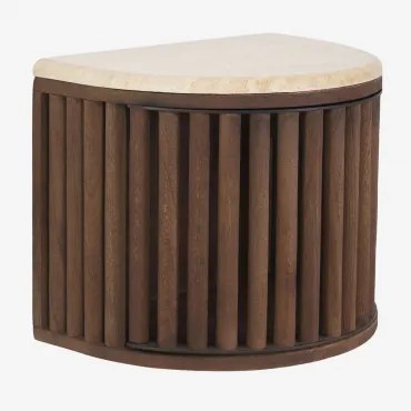Drijvend Nachtkastje 40x30 Cm Van Mangohout En Natuursteen Talix Donker Mangohout - Travertijn - Sklum