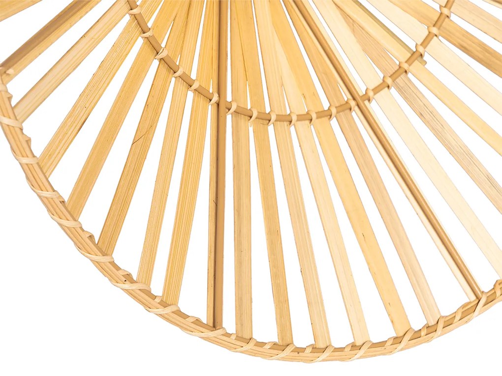 Oosterse wandlamp zwart met naturel bamboe - Pua