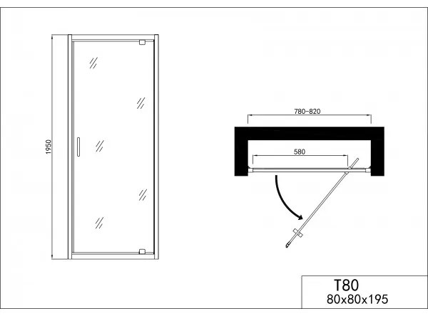 Badstuber Elite douchedeur chroom 80x195cm anti-kalk