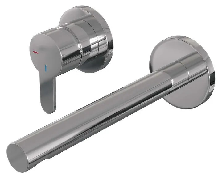 Brauer Chrome Edition ColdStart wastafelkraan inbouw rechte uitloop en rozetten model D2 chroom