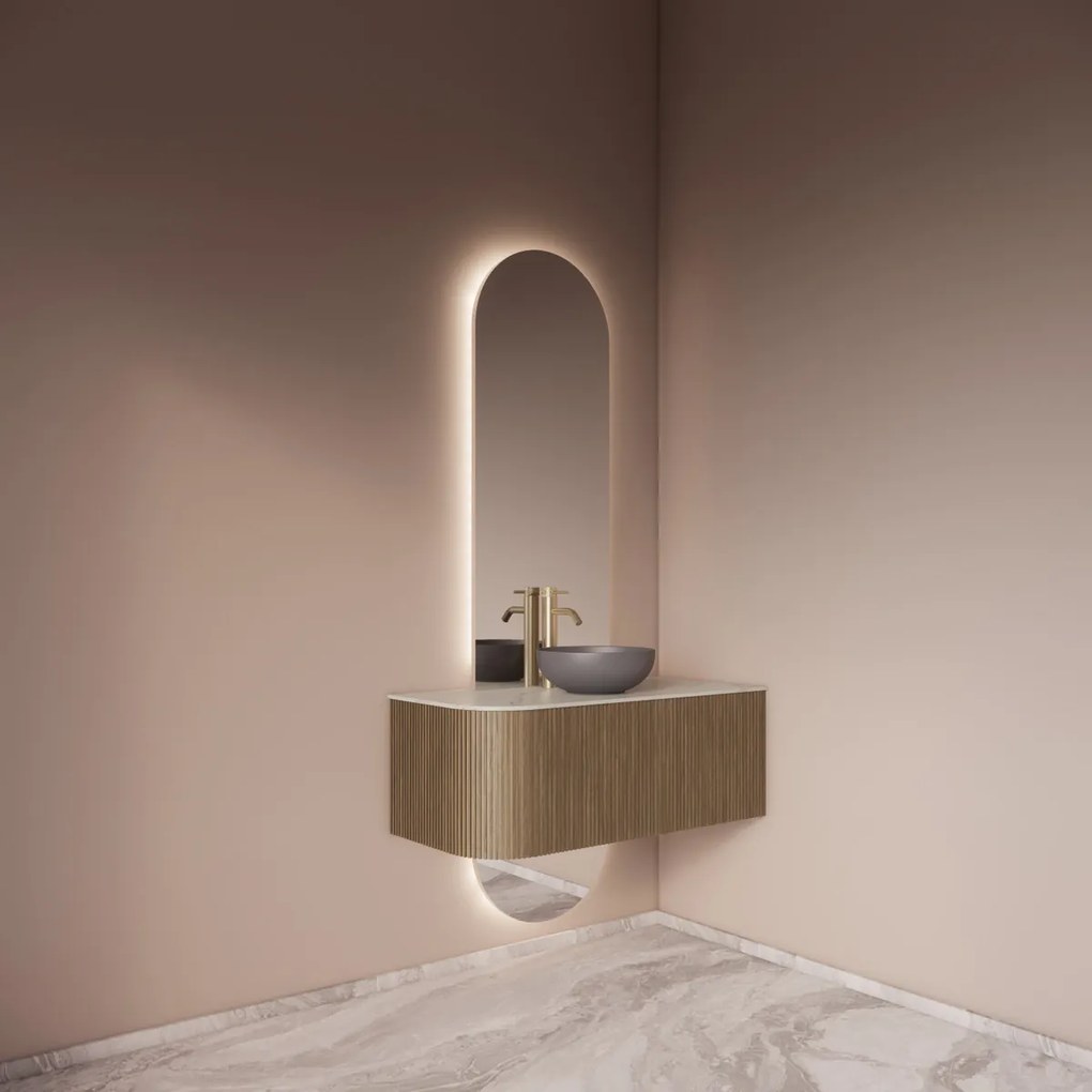 Gliss Design Selene spiegel tweedelig ovaal 40x165cm met handsensor