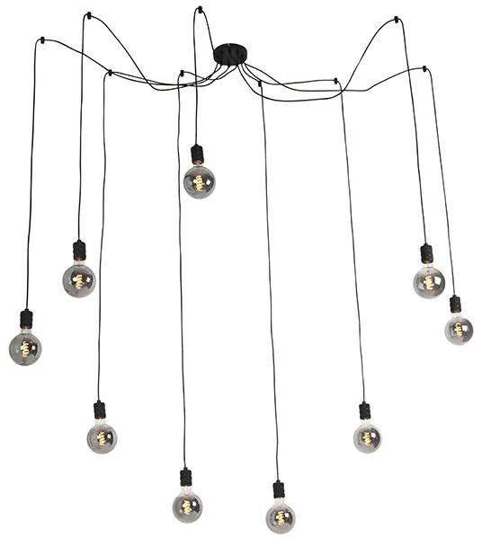 Hanglamp zwart incl. 9 dimbare G195 lampen smoke - Cavalux Modern Minimalistisch E27 Binnenverlichting Lamp
