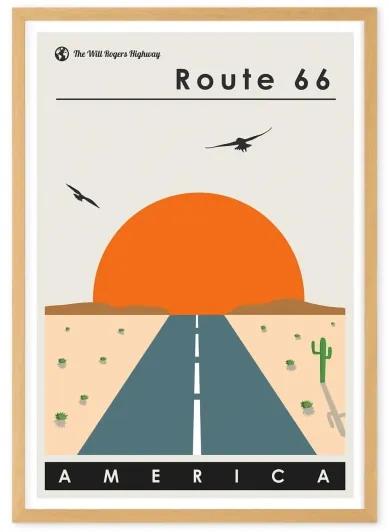 Route 66 Landscape reisposter, ingelijste print, A1, meerkleurig