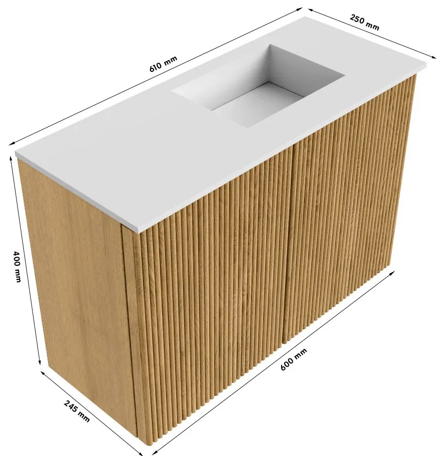 Mondiaz Joya DLux 60cm toiletmeubel shadow met wastafel faye rechts 1 kraangat ostra
