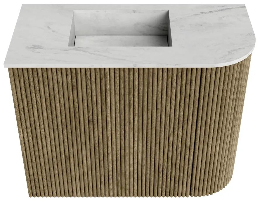 Mondiaz Joya DLux 50cm toiletmeubel ronding rechts dusk met wastafel faye links zonder kraangat opalo