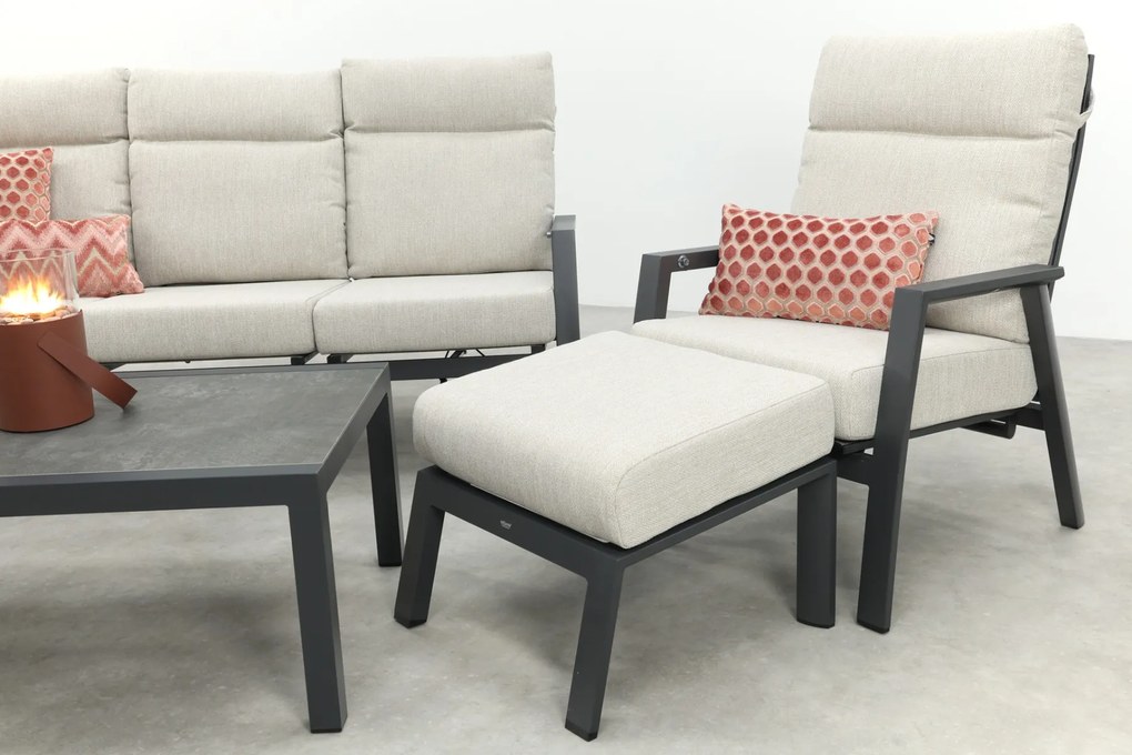 Lagos/Atlanta stoelen & 3-zitsbank loungeset 5-delig verstelbaar - Antraciet