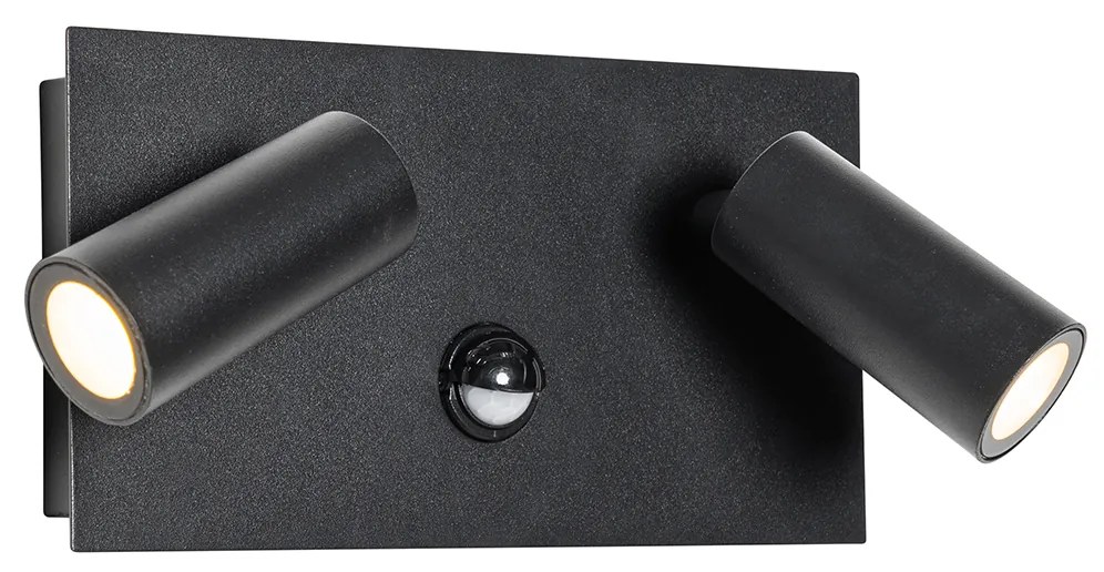 Buiten wandlamp zwart incl. LED 2-lichts bewegingssensor- Simon
