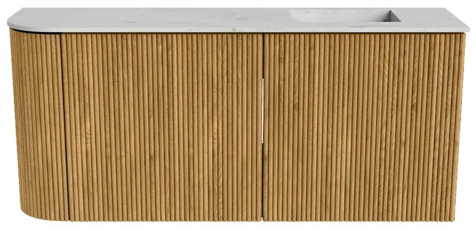 Mondiaz Joya DLux 90cm toiletmeubel ronding links oak met wastafel faye rechts zonder kraangat opalo