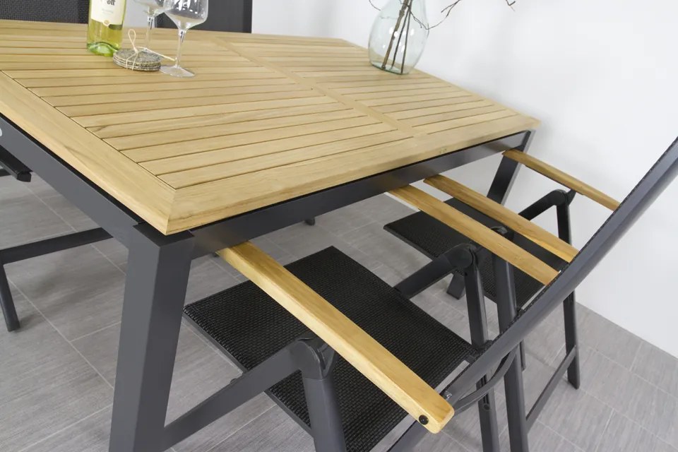 Hartman Napoli/Sonata verstelbare tuinset 160x90 cm. - Aluminium/Teak