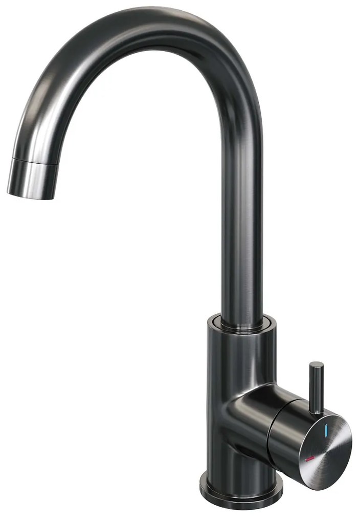 Brauer Gunmetal Edition ColdStart wastafelkraan met draaibare ronde uitloop model B gunmetal geborsteld PVD