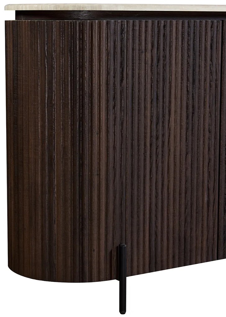 Walnoot Dressoir Met Travertin Blad - 180x40x85cm.