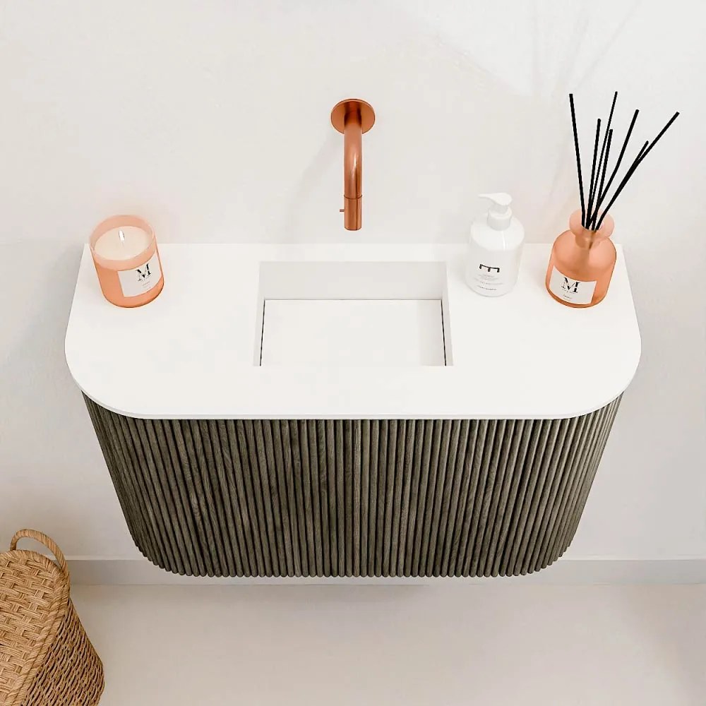 Mondiaz Joya 65cm toiletmeubel ronding links/rechts shadow met wastafel faye midden zonder kraangat talc