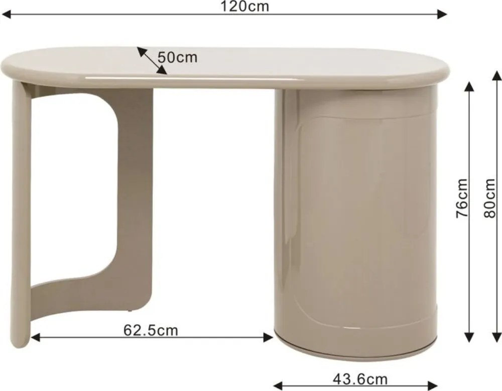 Beige Retro Bureau - 120 X 50cm.