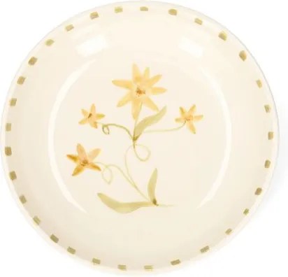 Diep bord, aardewerk, handbeschilderde bloem, Ø21 cm