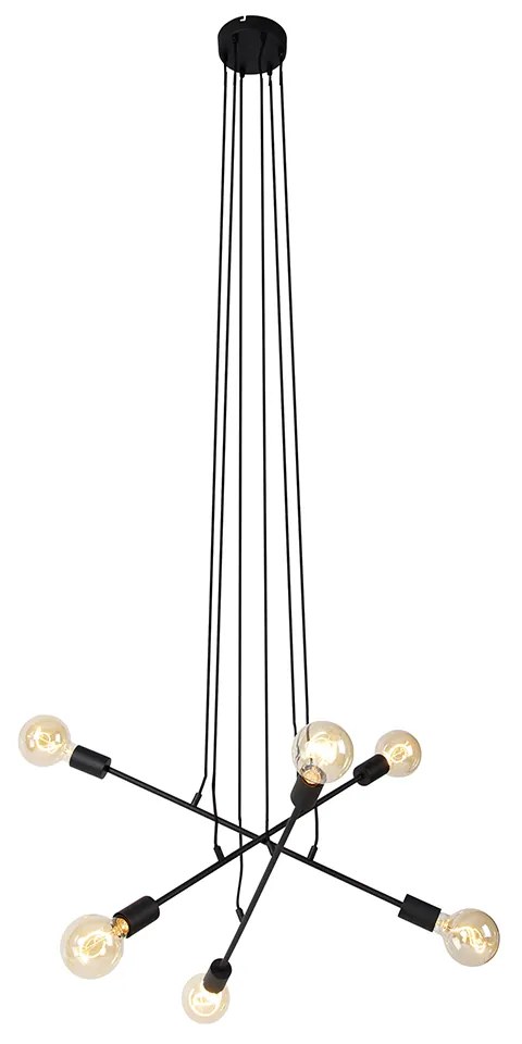 Moderne hanglamp zwart 80 cm 6-lichts - Sydney