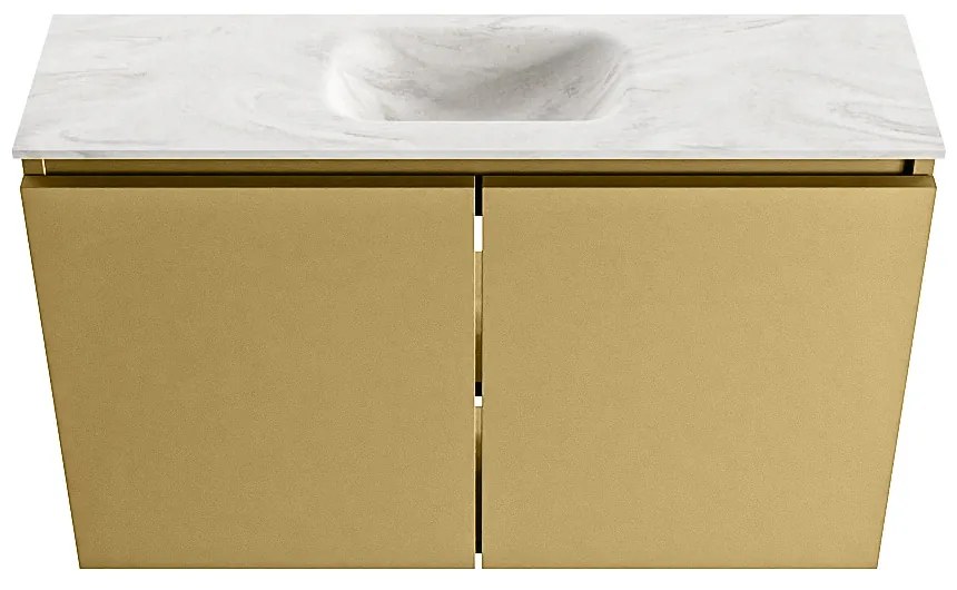 Mondiaz Ture DLux toiletmeubel 80cm oro met wastafel ostra midden met kraangat