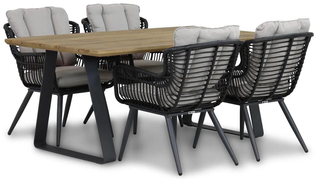 Tuinset 4 personen 180 cm Wicker/Aluminium/Aluminium/wicker Zwart Coco Azzano/Palta