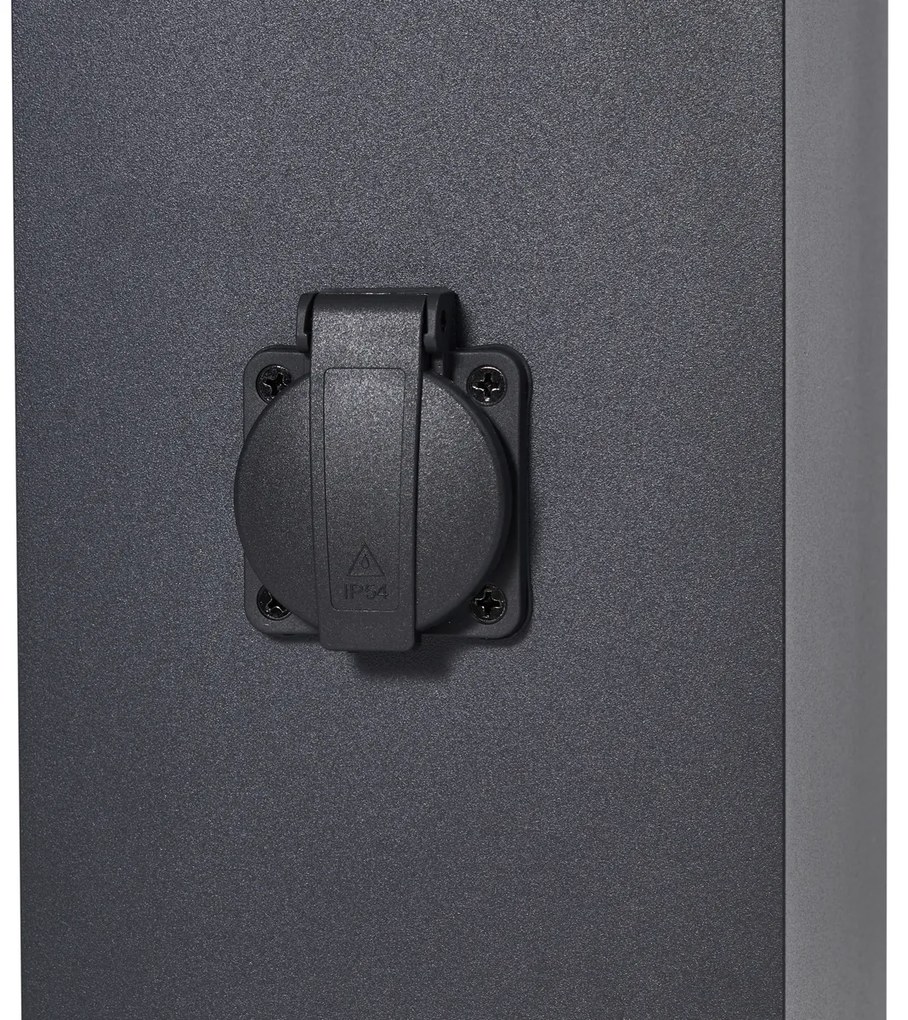 Moderne staande buitenlamp zwart 80cm met stopcontact IP44 - Charlois