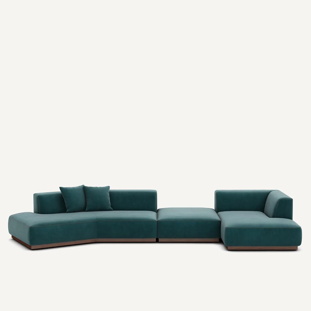 Open bank met hoek rechts met fluwelen voetensteun, JACOPO