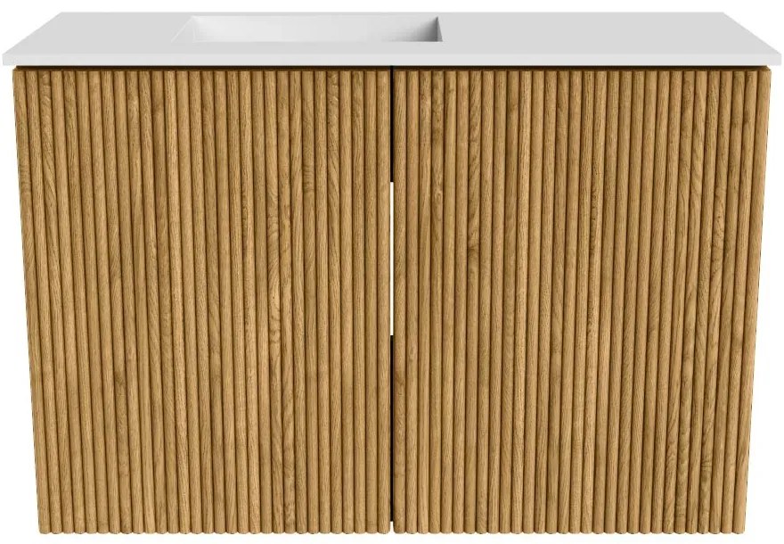 Mondiaz Joya 60cm toiletmeubel oak met wastafel faye links 1 kraangat talc