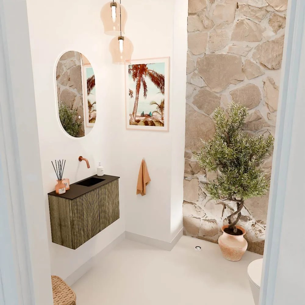 Mondiaz Joya 60cm toiletmeubel dusk met wastafel faye rechts zonder kraangat urban