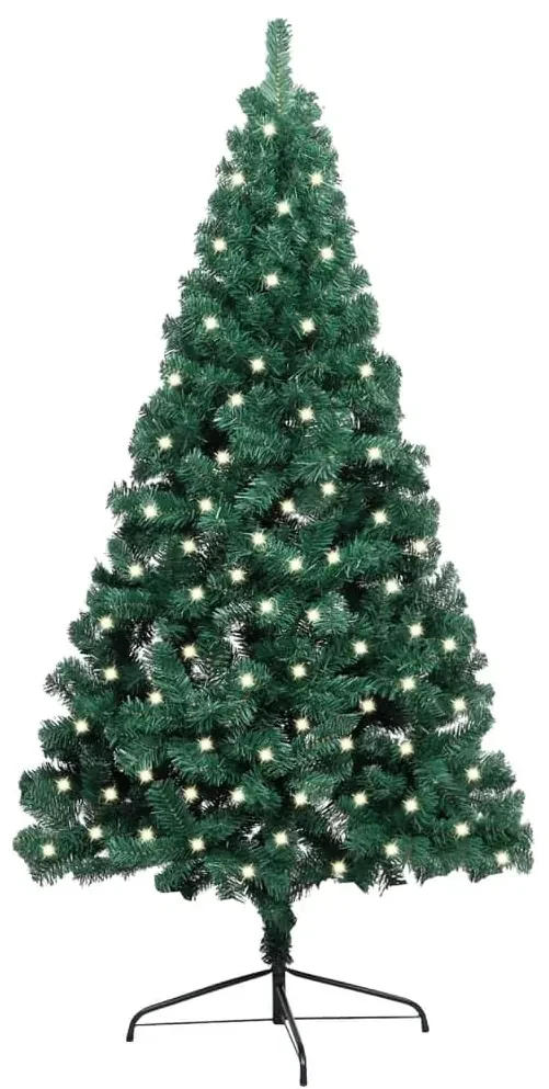 vidaXL Kunstkerstboom met LED's en standaard half 240 cm PVC groen