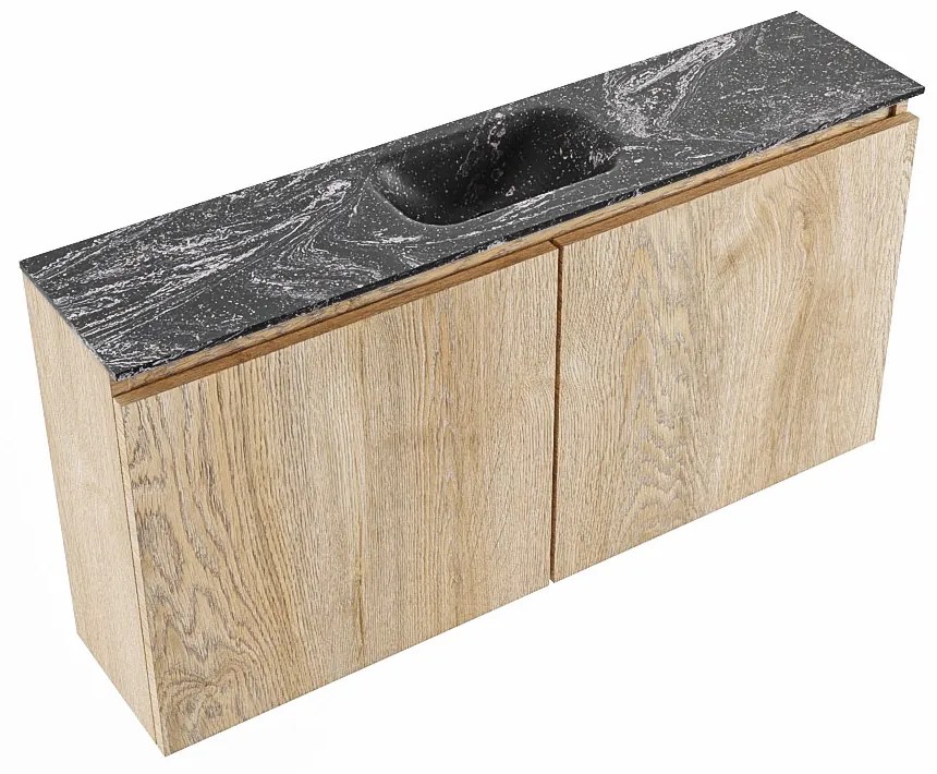 Mondiaz Ture DLux toiletmeubel 100cm washed oak met wastafel lava midden met kraangat