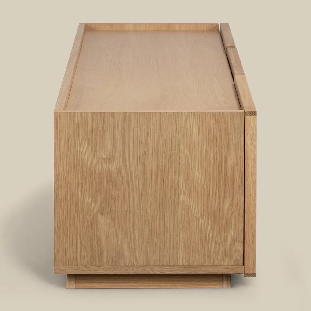Tv-meubel Eiken Met Stoffen Deuren 150 Cm - 150x40x40cm.