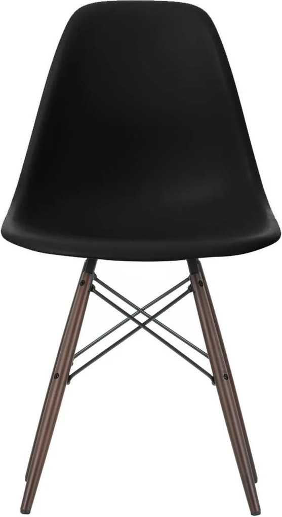 Vitra DSW stoel kuip zwart onderstel donker esdoorn