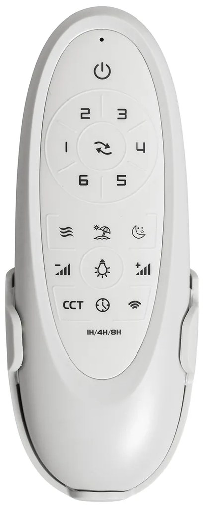 Plafondventilator voor buiten wit met hout print 91.3cm incl. LED dimbaar met afstandsbediening IP44 - Toledo