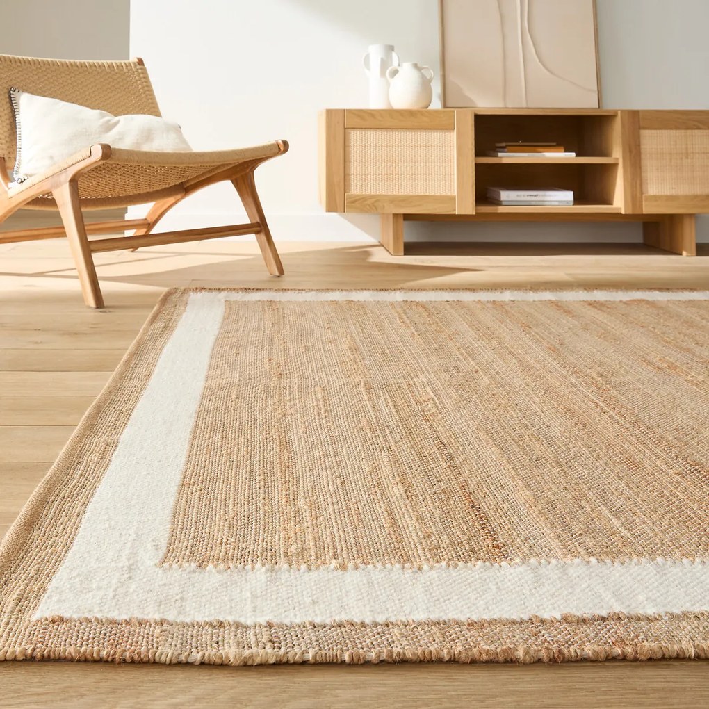 Vloerkleed in jute en wol met contour, Arian