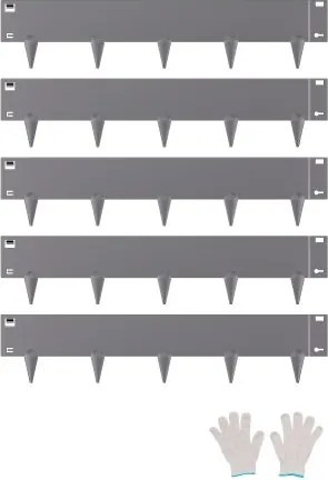 VEVOR gazonranden, set van 5, 990x207x1,5 mm, roestbestendige metalen rand voor bloembedden, borders, gazonranden, eenvoudig te installeren, afscheiding voor bloembedden, tuinpaden, donkergrijs