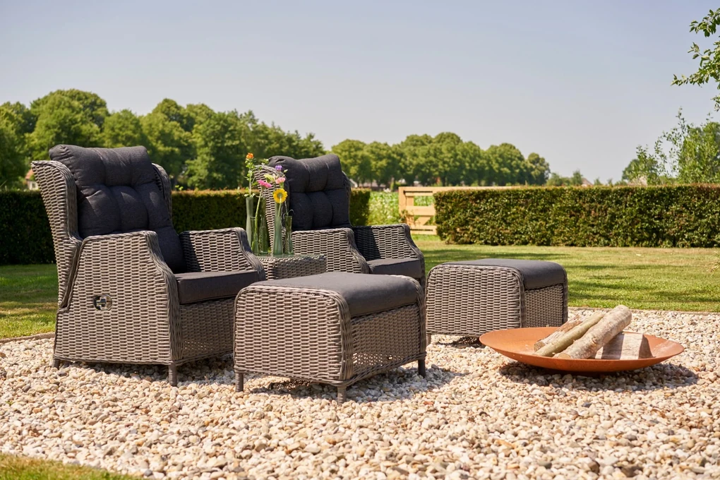 Bistroset 2 personen Wicker Zwart Garden Collections Chicago