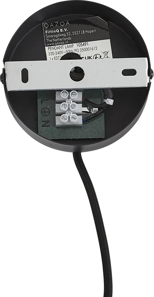 Art deco hanglamp zwart met smoke glas - Wallace