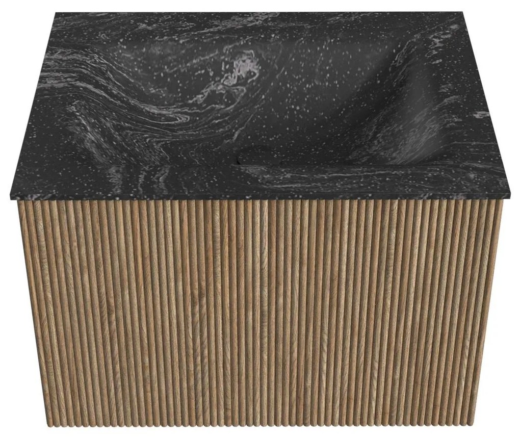 Mondiaz Kurve-dlux 60cm badmeubel dusk met 1 lade en wastafel cloud midden zonder kraangat lava