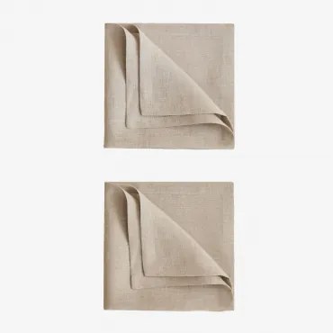 Set Van 2 Servetten In Linnen Zendan Beige – Crème - Sklum