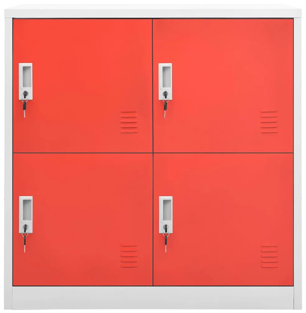 vidaXL Lockerkast 90x45x92,5 cm staal lichtgrijs en rood